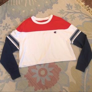 Champion long sleeve cropped vintage varsity style